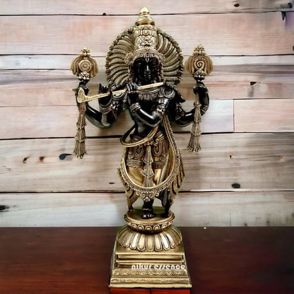Big Black Krishna Brass idol - 24 Inch Nikuressence