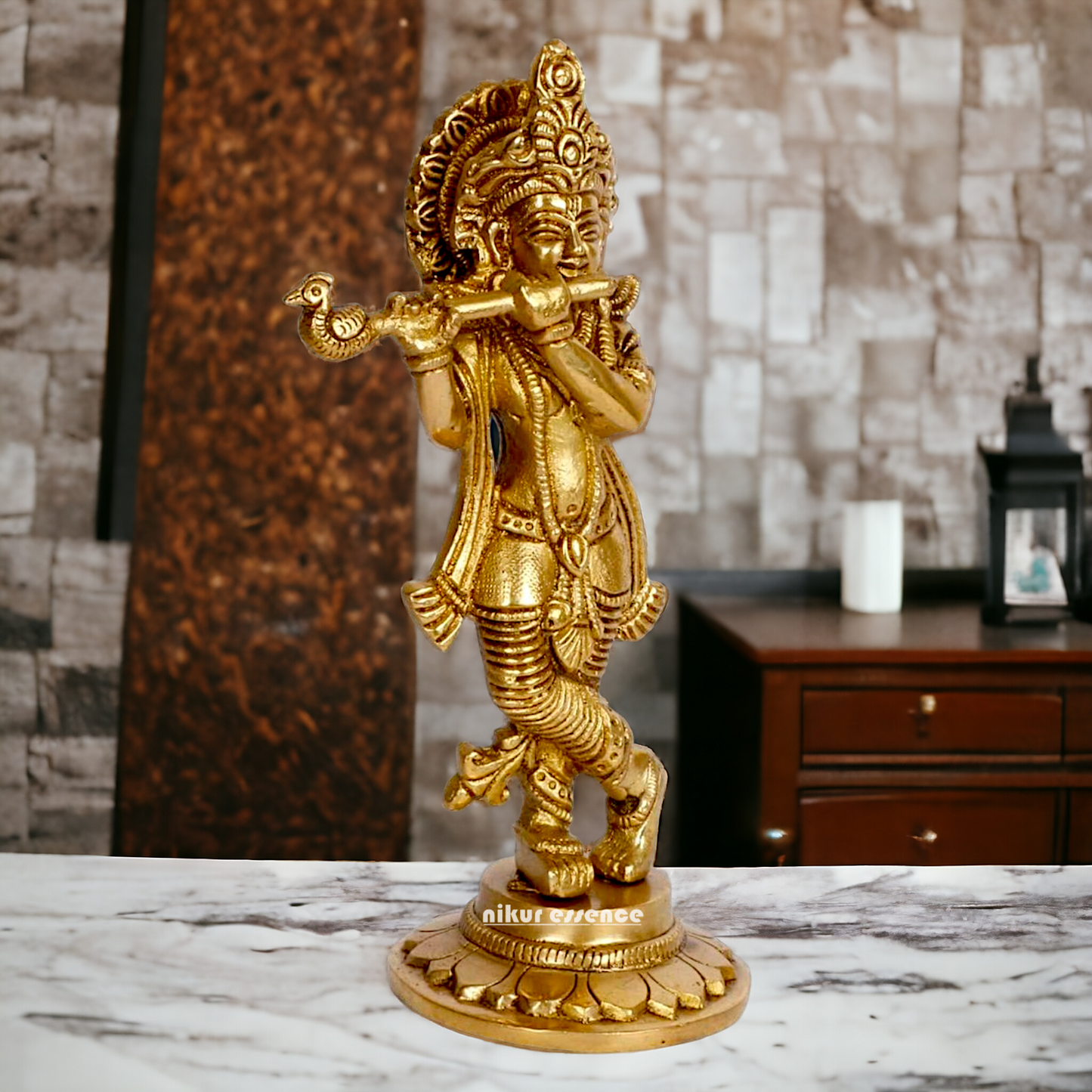 Pure Brass Krishna statue - 7 Inch Nikuressence