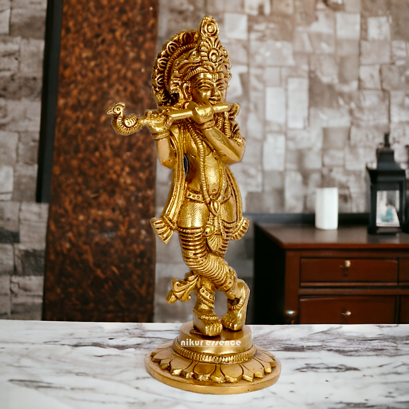 Pure Brass Krishna statue - 7 Inch Nikuressence