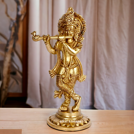 Pure Brass Krishna statue - 7 Inch Nikuressence