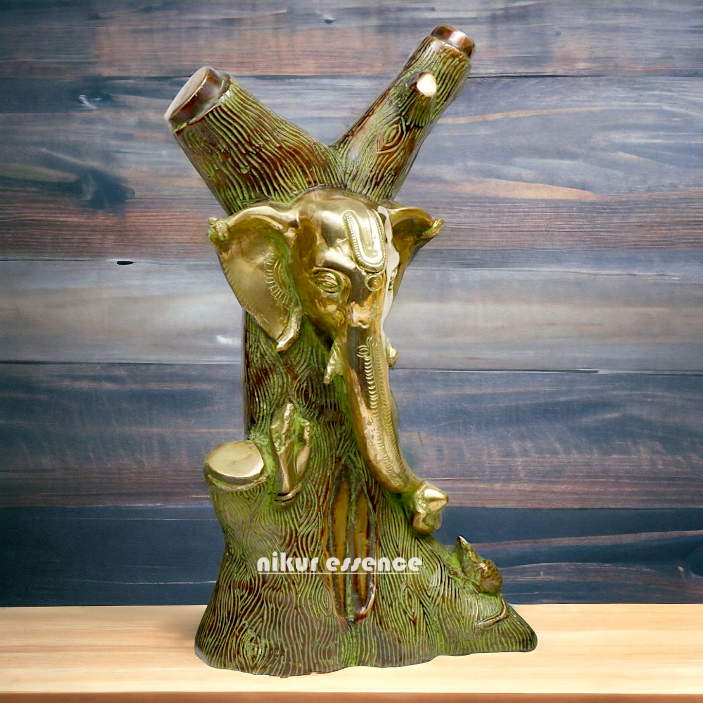 Buy Tree style Ganesha Brass idol - 12 Inch Nikuressence