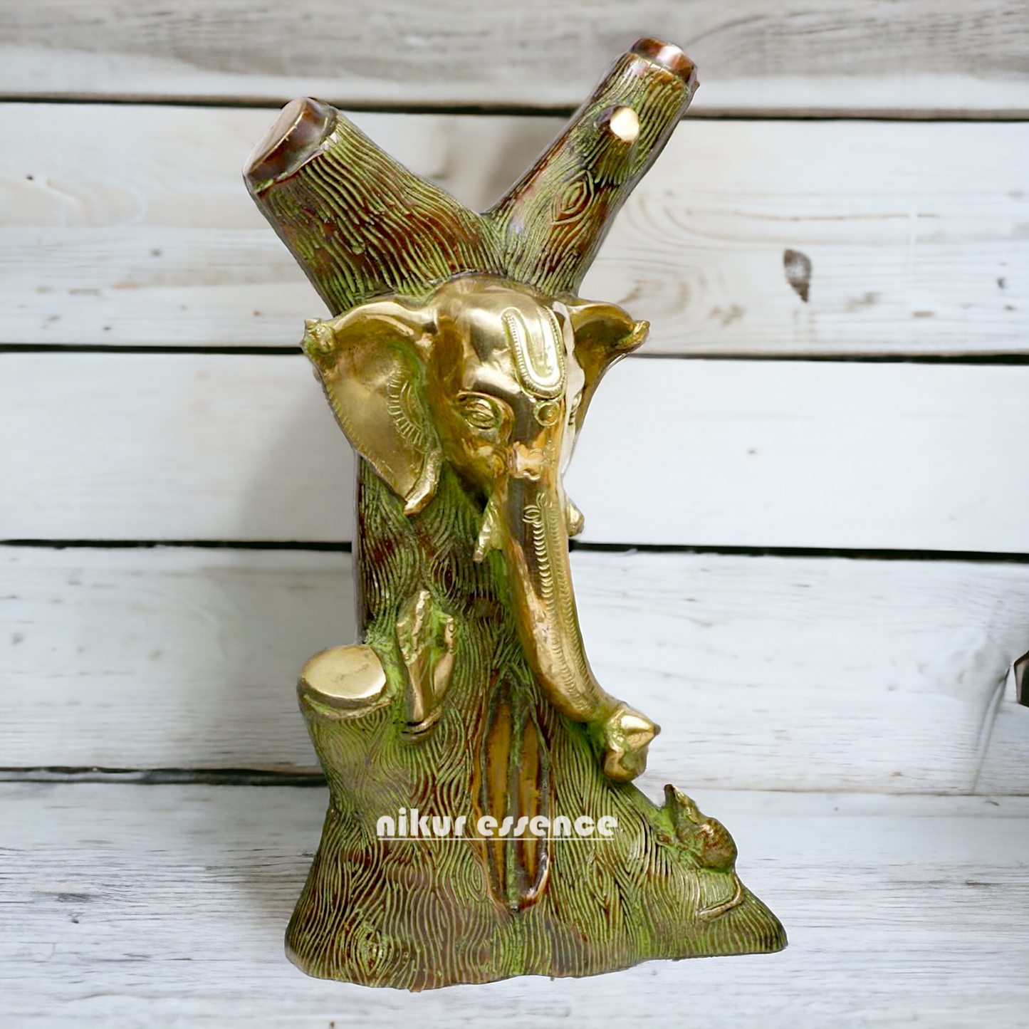 Buy Tree style Ganesha Brass idol - 12 Inch Nikuressence