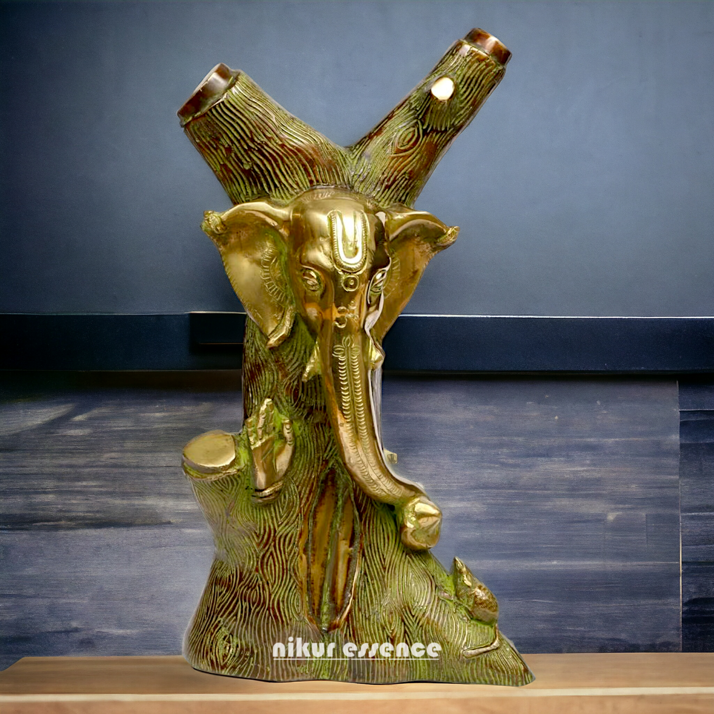 Buy Tree style Ganesha Brass idol - 12 Inch Nikuressence