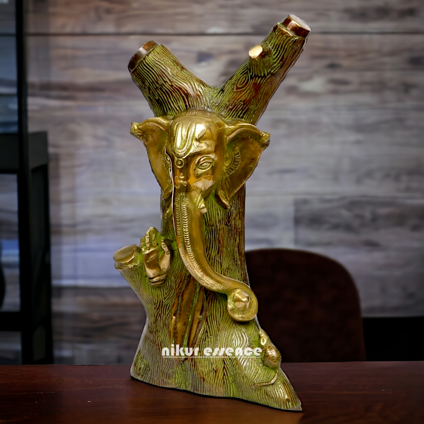 Buy Tree style Ganesha Brass idol - 12 Inch Nikuressence