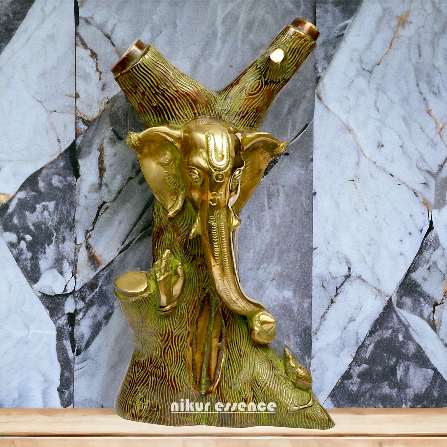Buy Tree style Ganesha Brass idol - 12 Inch Nikuressence