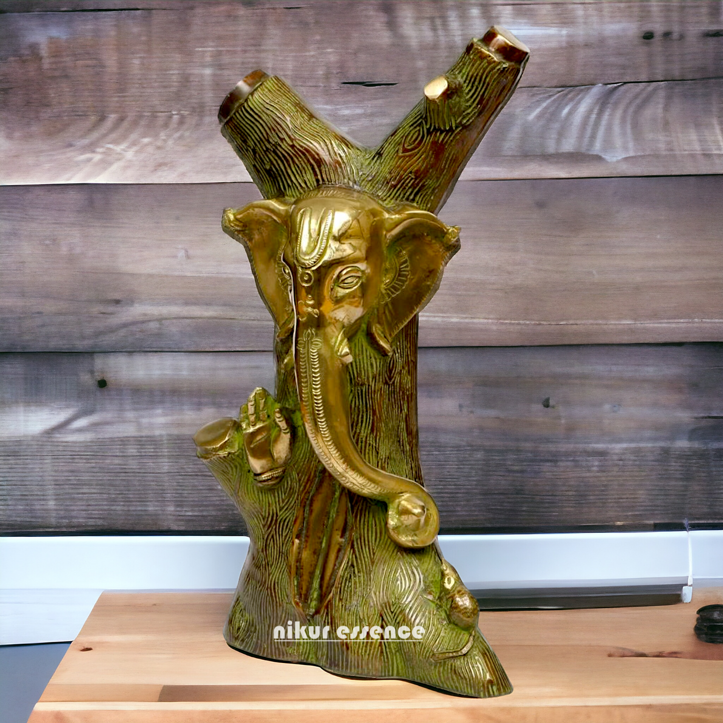Buy Tree style Ganesha Brass idol - 12 Inch Nikuressence