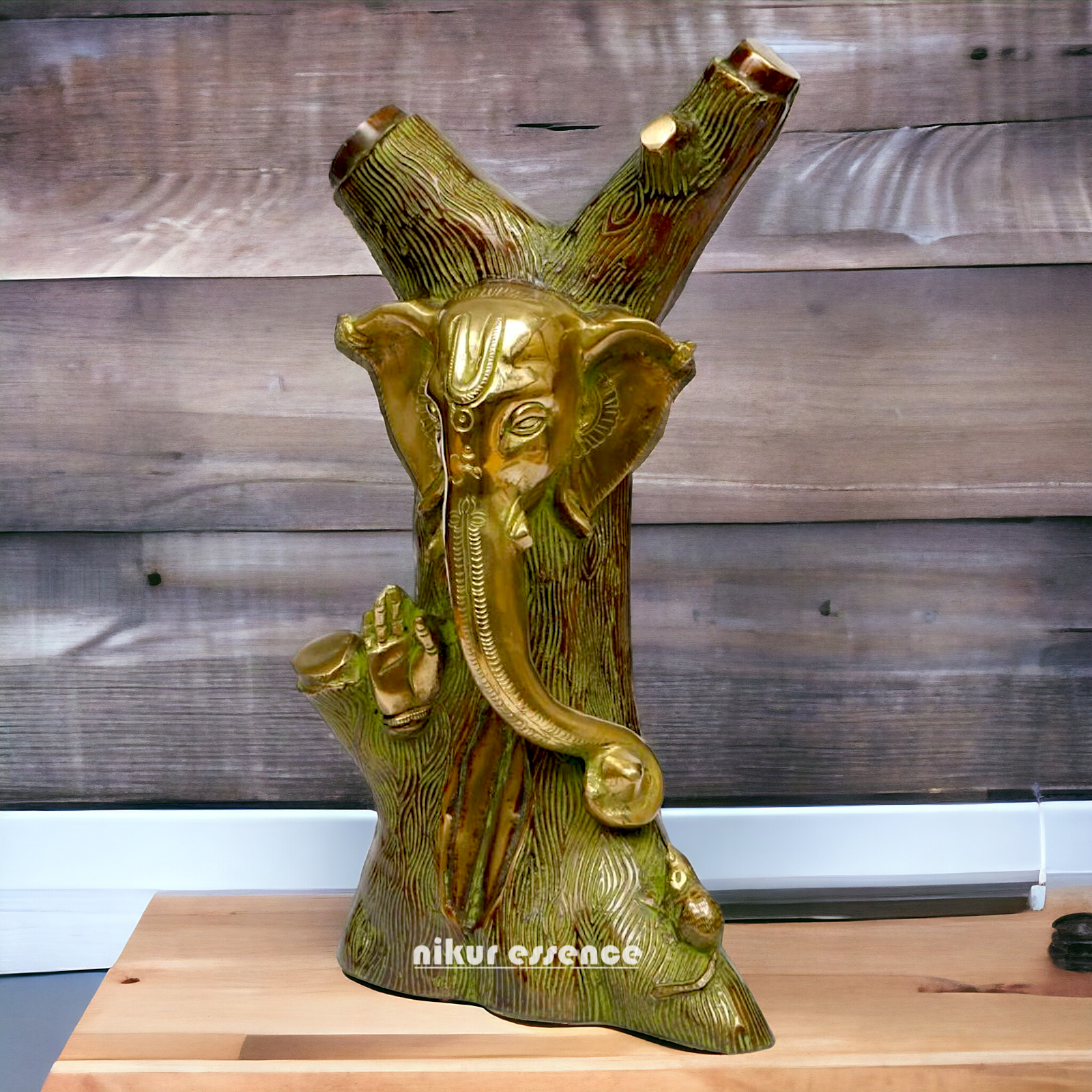 Buy Tree style Ganesha Brass idol - 12 Inch Nikuressence