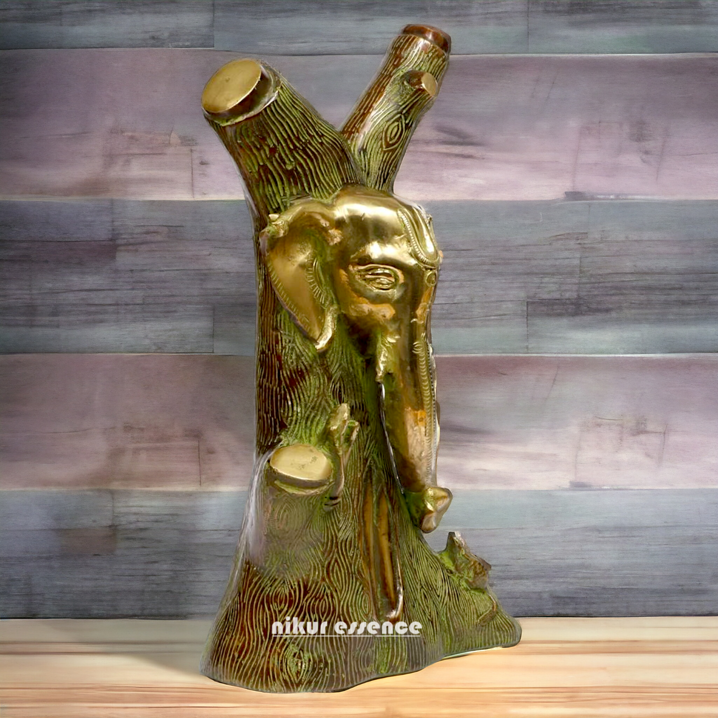 Buy Tree style Ganesha Brass idol - 12 Inch Nikuressence