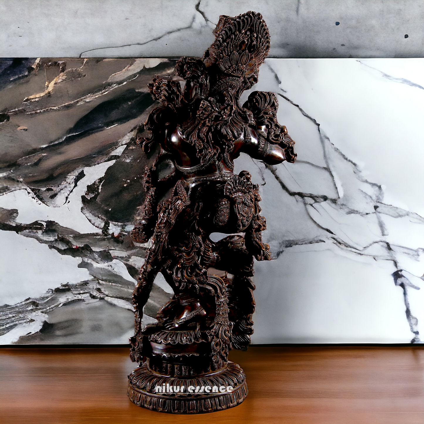 Large Krishna Standing Playing Flute Brass idol 43 Inch Nikuressence