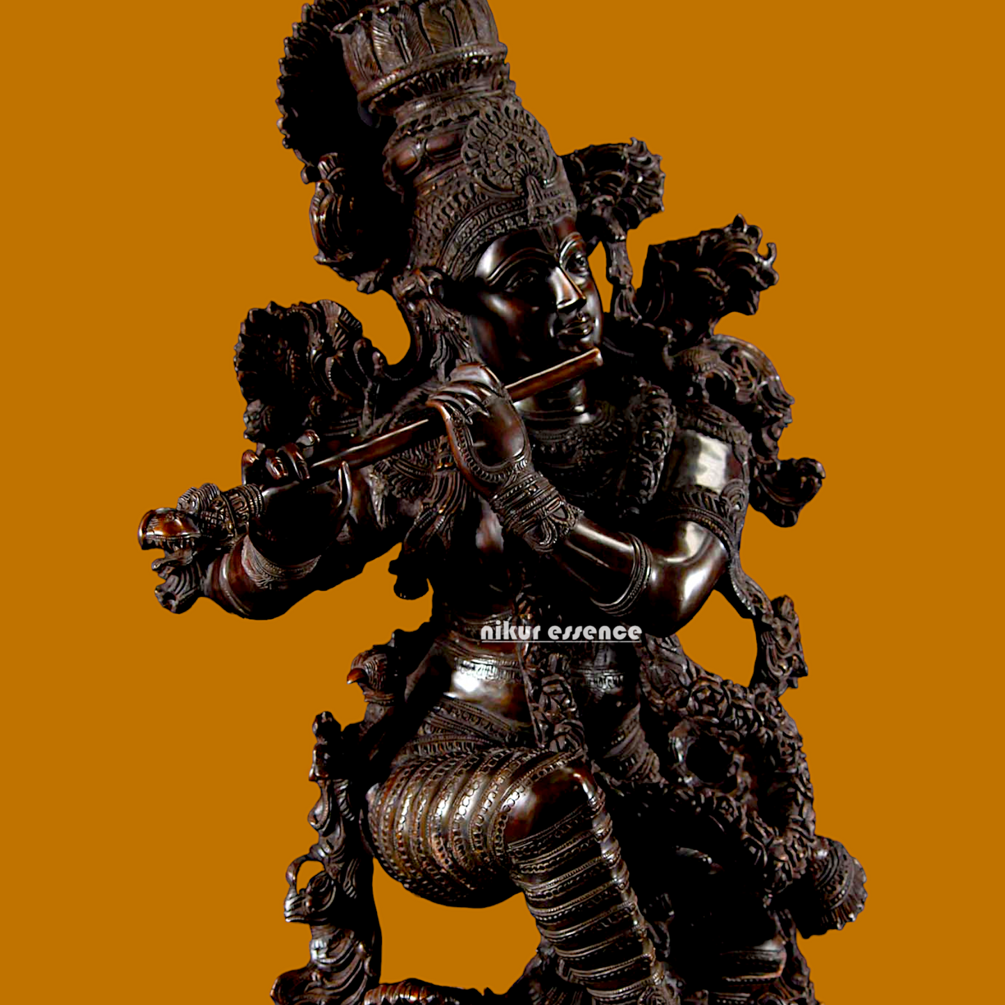 Large Krishna Standing Playing Flute Brass idol 43 Inch Nikuressence