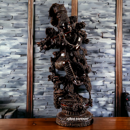 Large Krishna Standing Playing Flute Brass idol 43 Inch Nikuressence