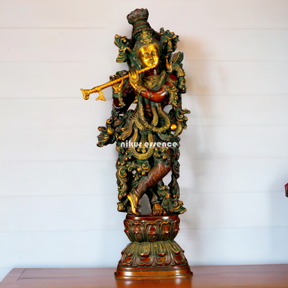 Big Krishna Govind Brass idol - 29.7 inches Nikuressence