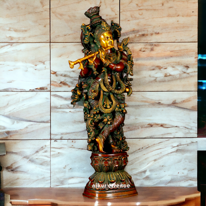 Big Krishna Govind Brass idol - 29.7 inches Nikuressence