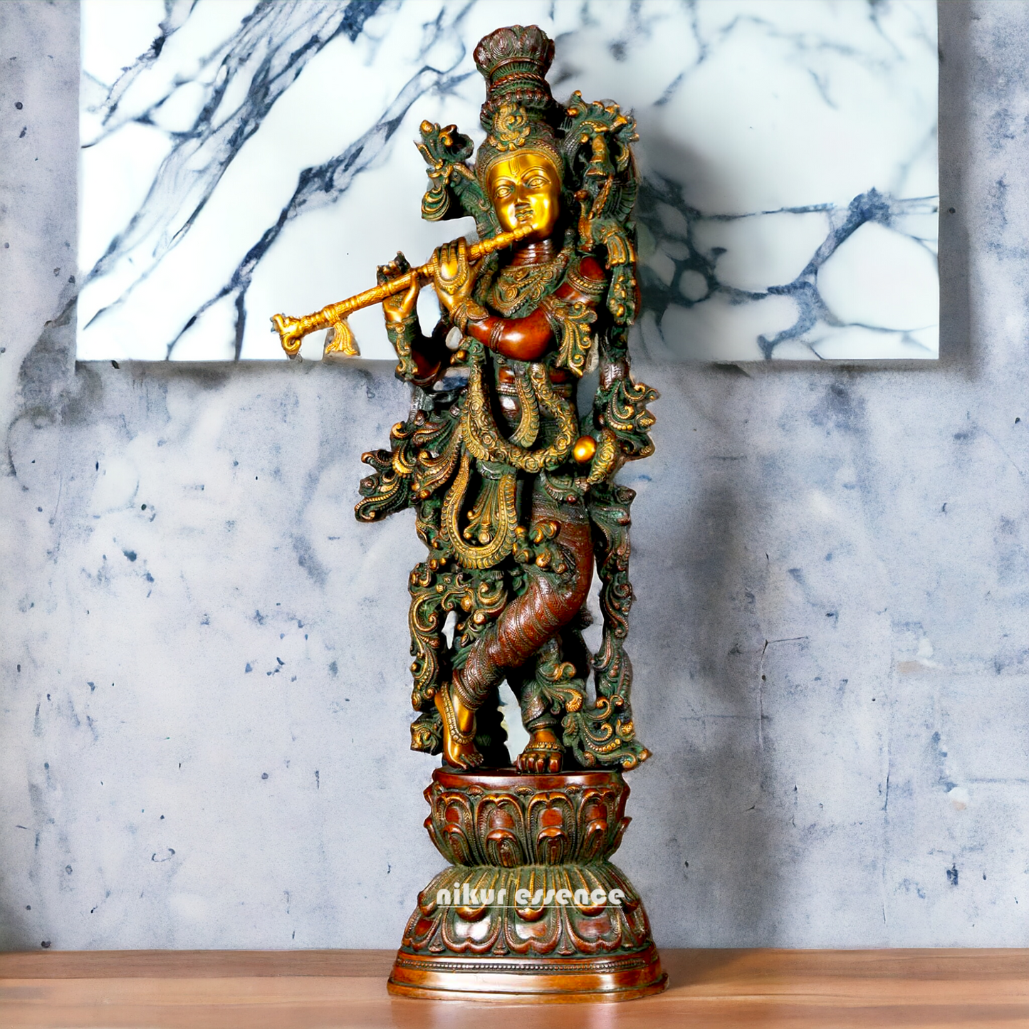 Big Krishna Govind Brass idol - 29.7 inches Nikuressence