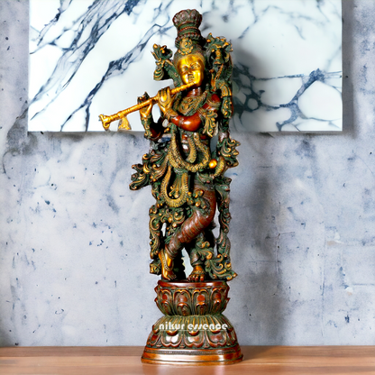 Big Krishna Govind Brass idol - 29.7 inches Nikuressence