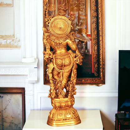 Pure Brass Krishna God Large idol - 30 inches Nikuressence