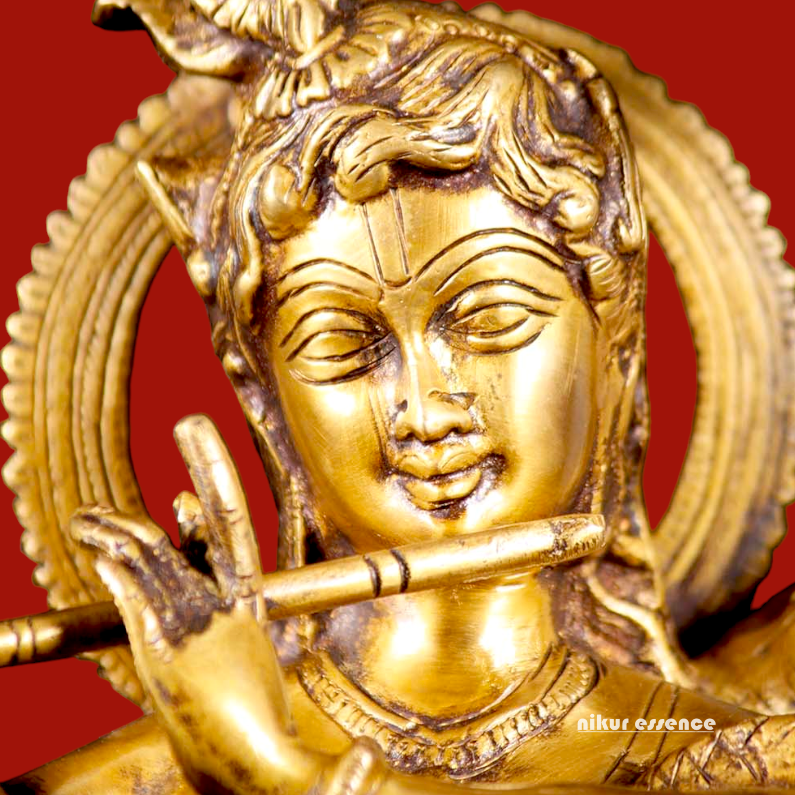 Lord Krishna God with Kaliya Naag Solid Brass idol - 15 inches Nikuressence