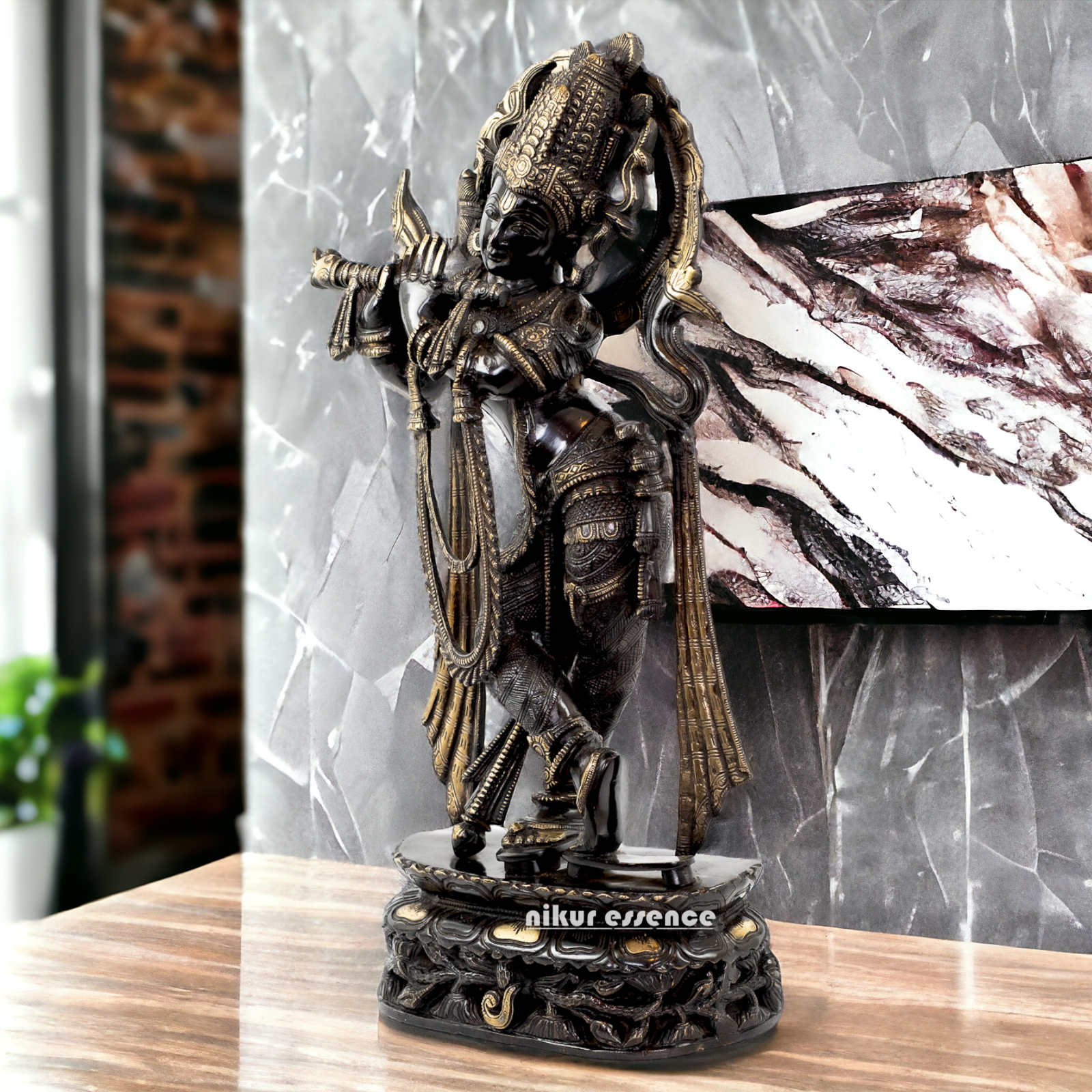 Brass Krishna God Black idol - 22.5 inches Nikuressence