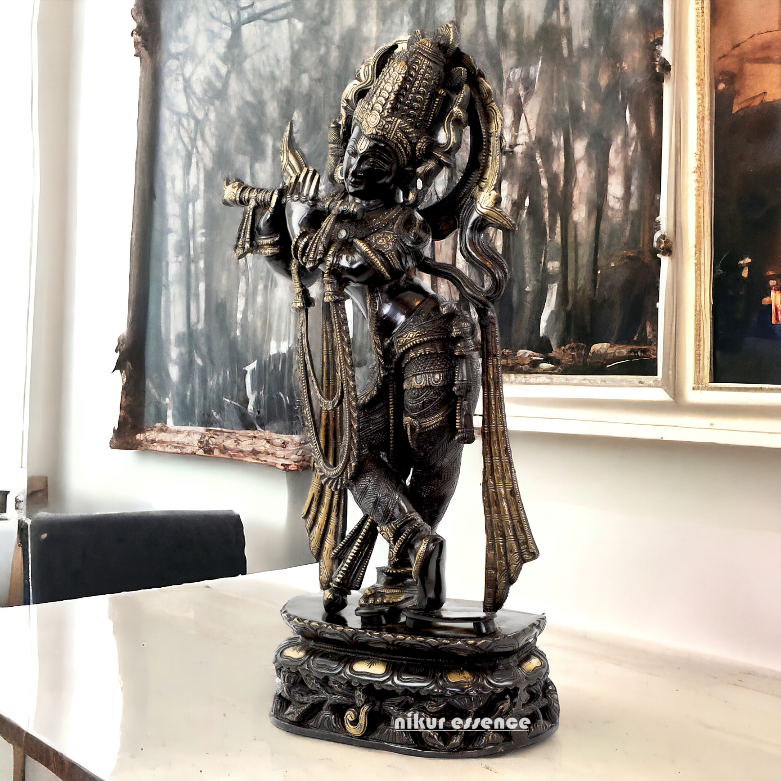 Brass Krishna God Black idol - 22.5 inches Nikuressence