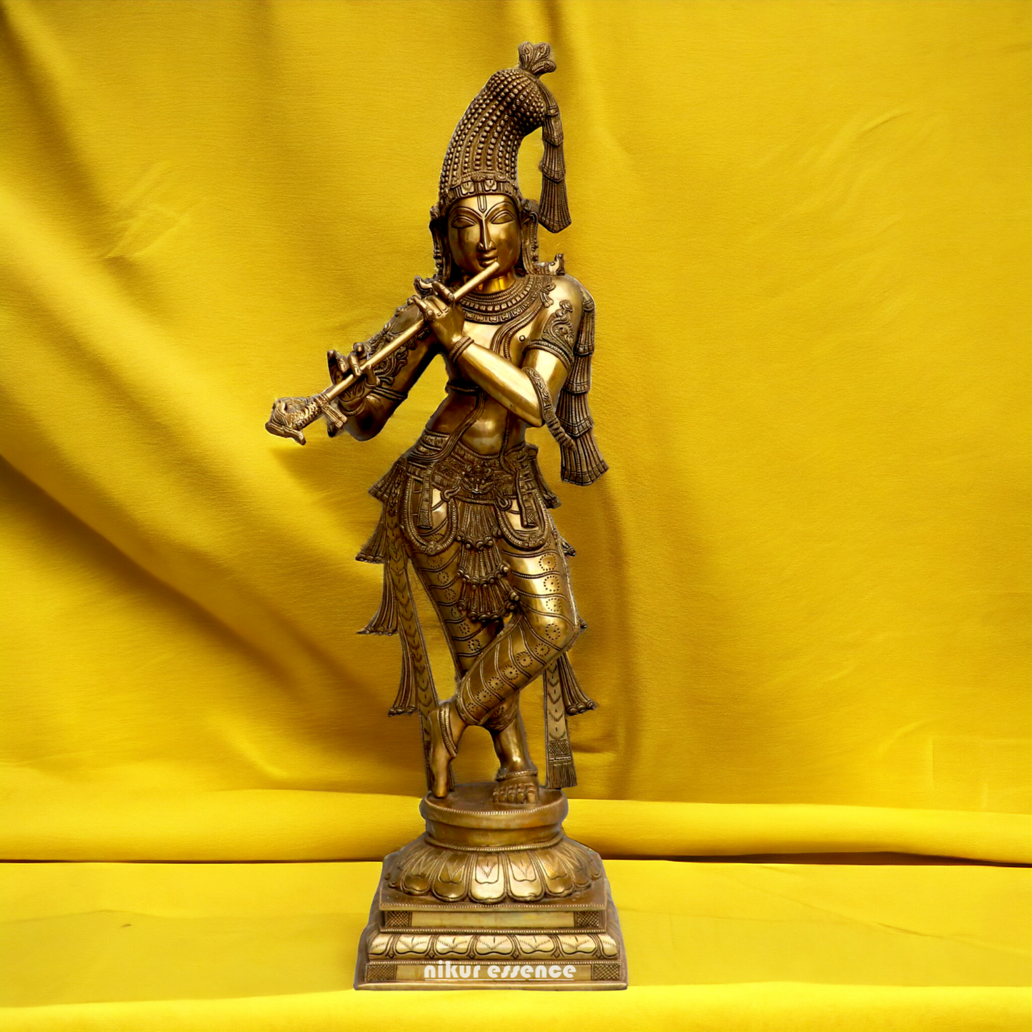 Solid Brass Krishna Standing statue - 36 inches Nikuressence