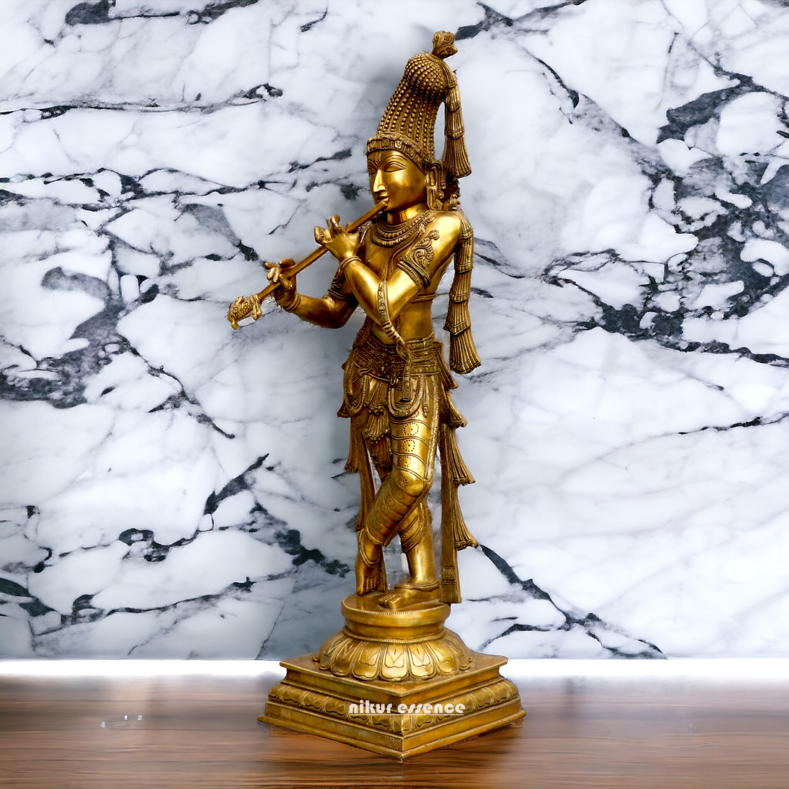 Solid Brass Krishna Standing statue - 36 inches Nikuressence