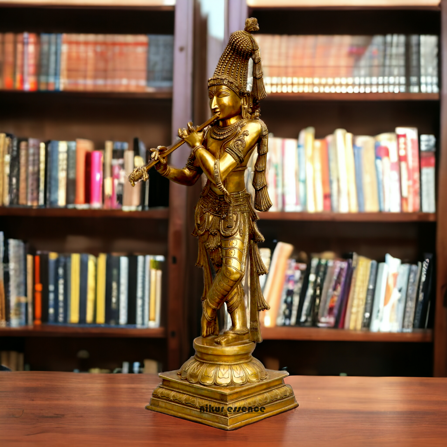 Solid Brass Krishna Standing statue - 36 inches Nikuressence