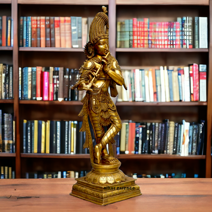 Solid Brass Krishna Standing statue - 36 inches Nikuressence