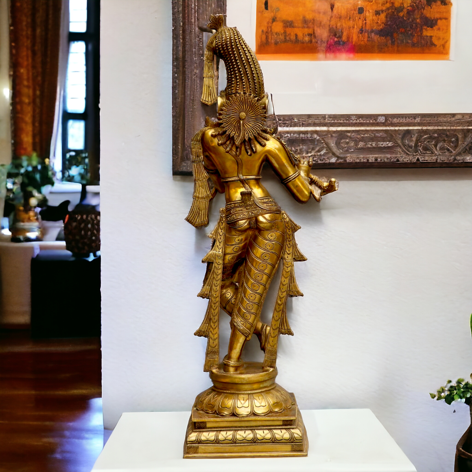 Solid Brass Krishna Standing statue - 36 inches Nikuressence