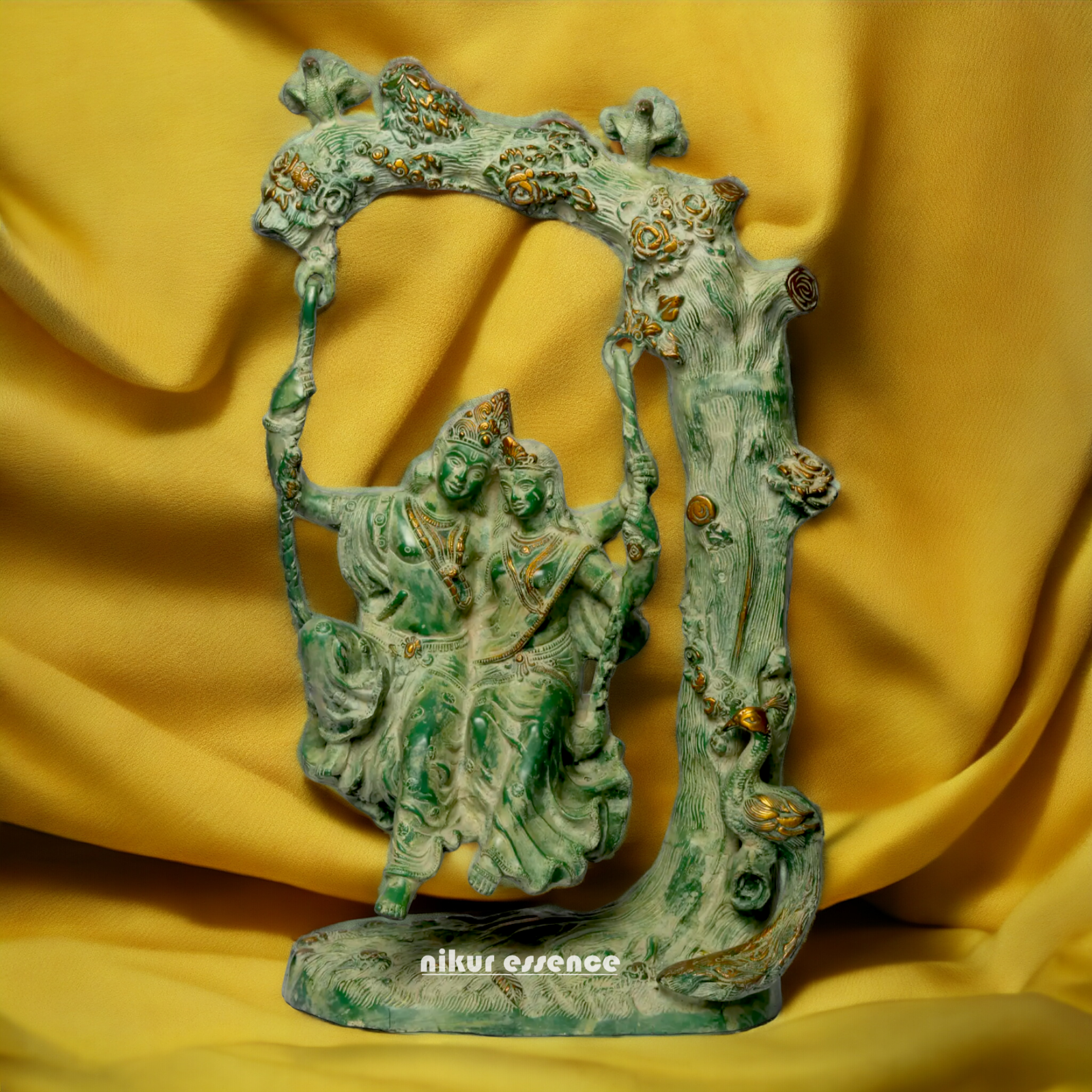 Brass Radha Krishna Swinging Jhula Idol - 22.7 inches Nikuressence