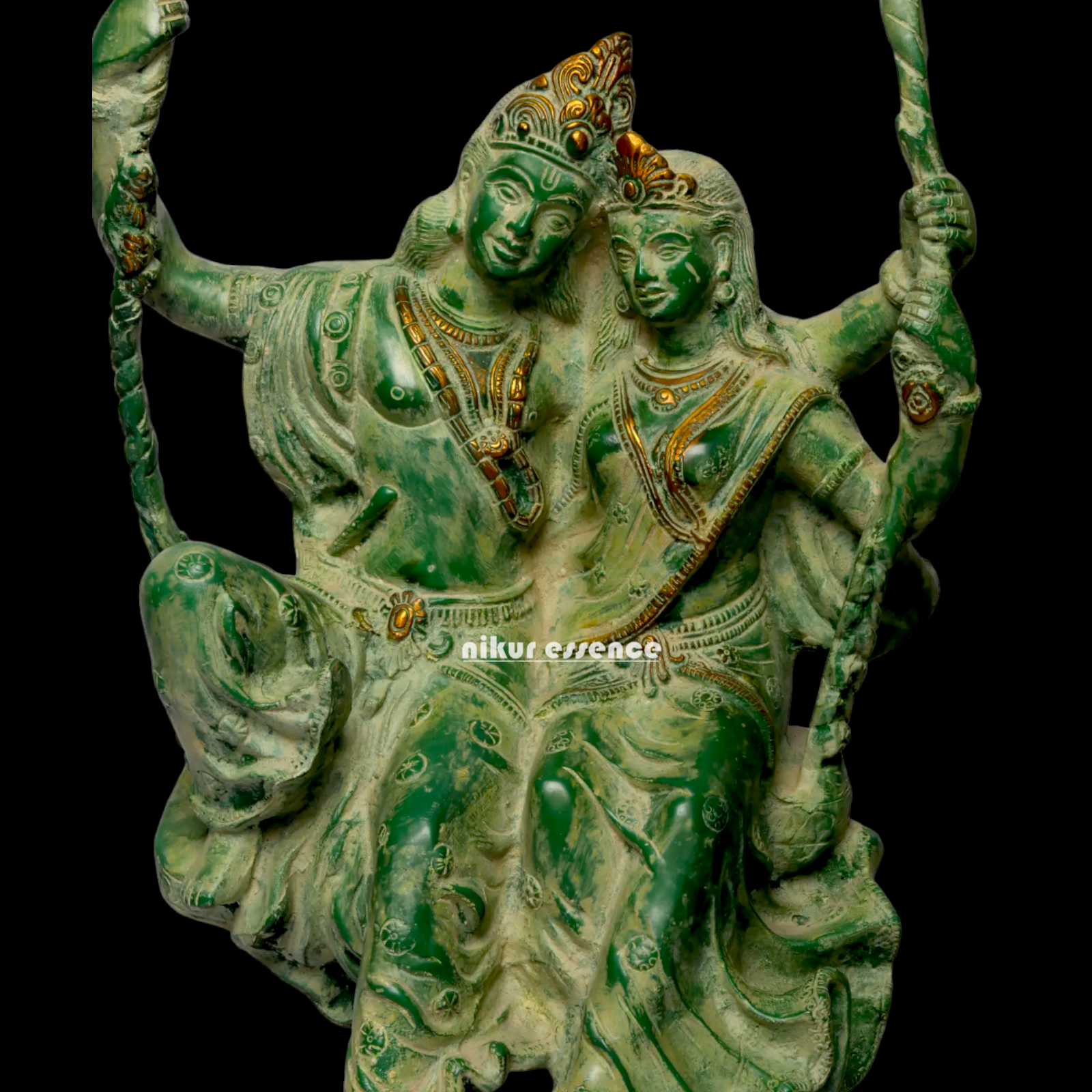 Brass Radha Krishna Swinging Jhula Idol - 22.7 inches Nikuressence