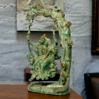 Brass Radha Krishna Swinging Jhula Idol - 22.7 inches Nikuressence