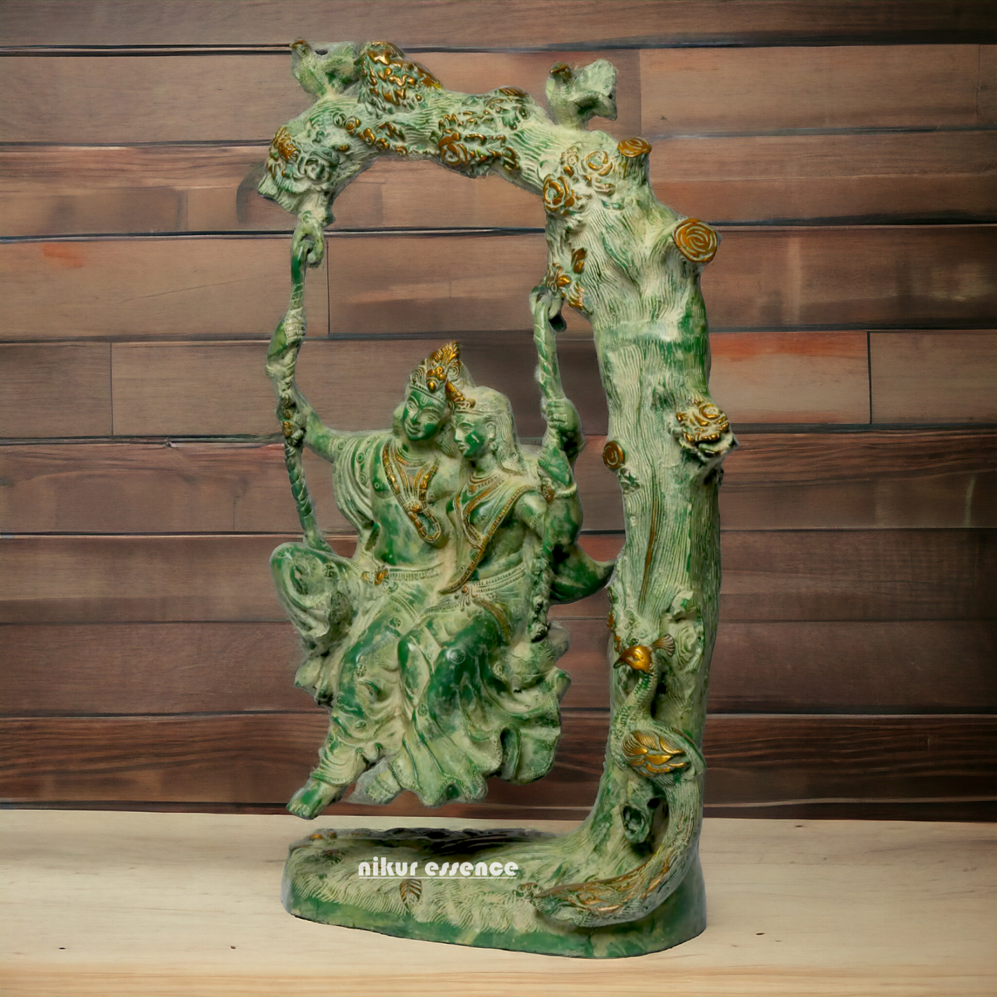 Brass Radha Krishna Swinging Jhula Idol - 22.7 inches Nikuressence