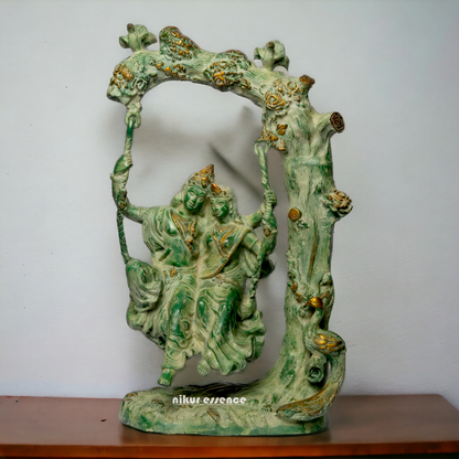Brass Radha Krishna Swinging Jhula Idol - 22.7 inches Nikuressence