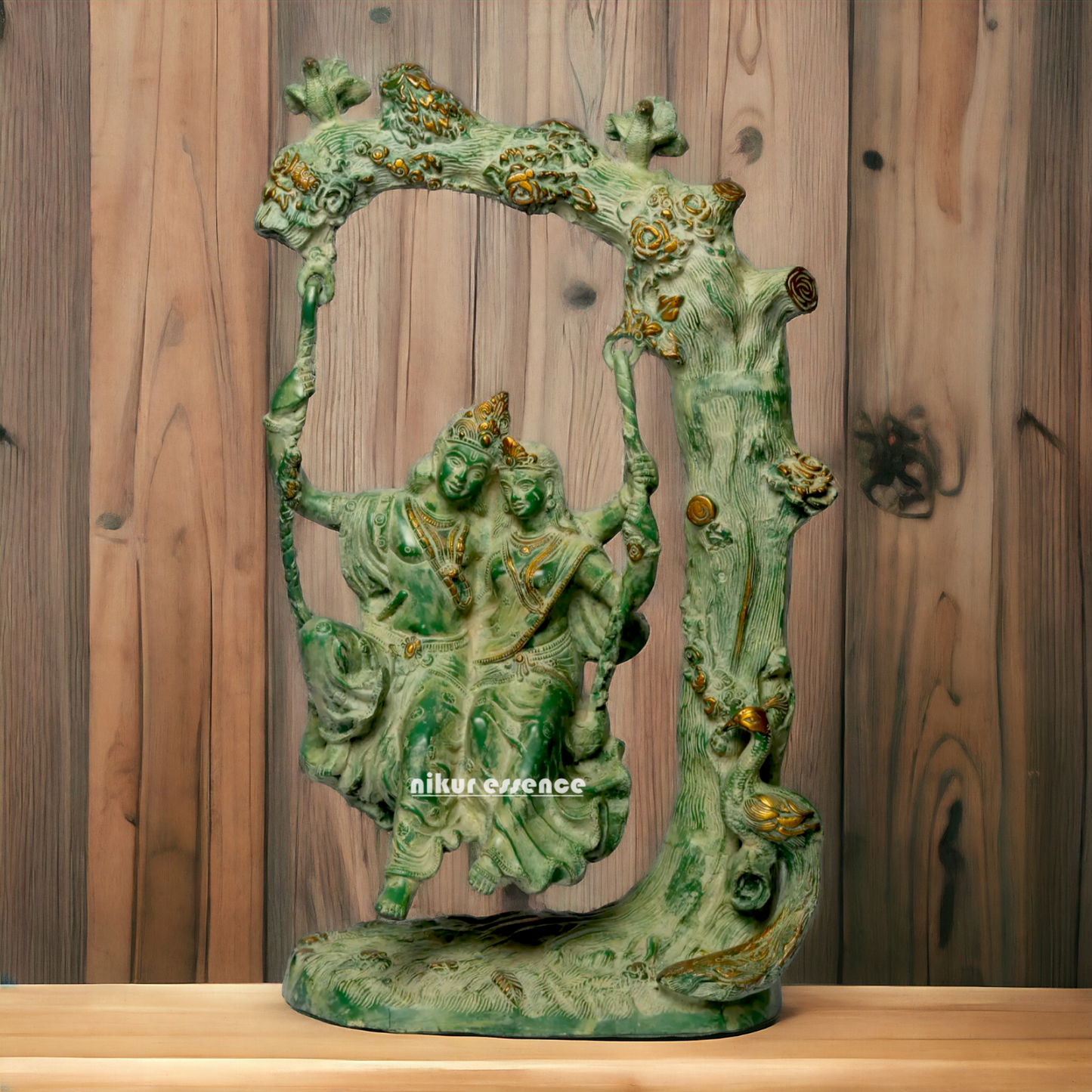 Brass Radha Krishna Swinging Jhula Idol - 22.7 inches Nikuressence