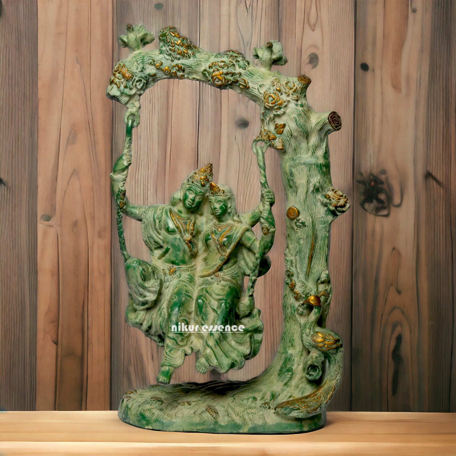 Brass Radha Krishna Swinging Jhula Idol - 22.7 inches Nikuressence