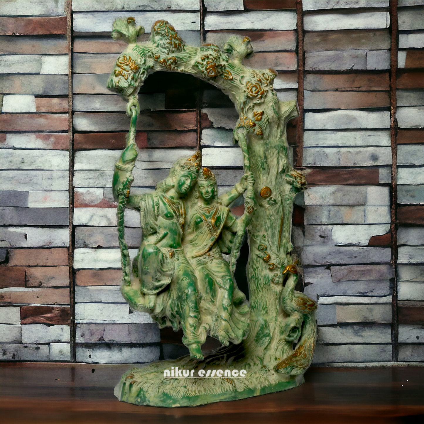 Brass Radha Krishna Swinging Jhula Idol - 22.7 inches Nikuressence