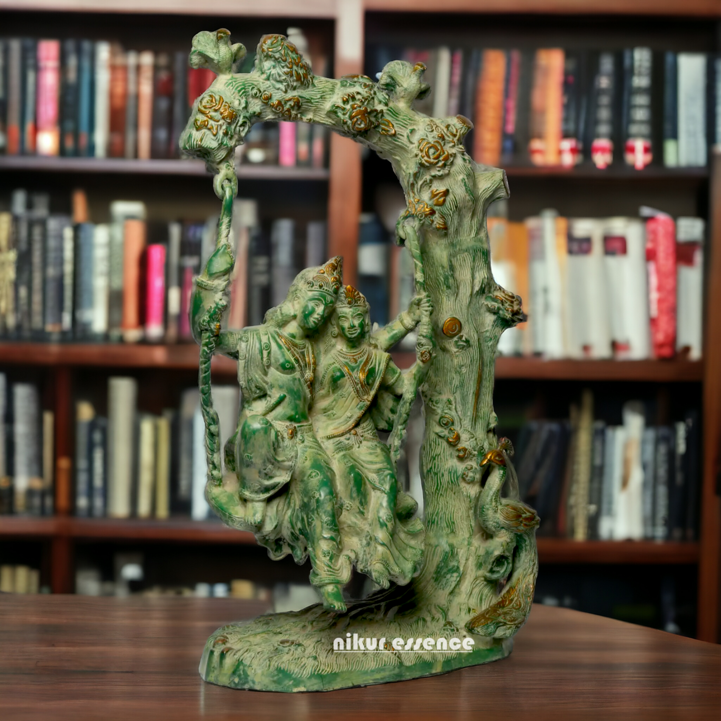 Brass Radha Krishna Swinging Jhula Idol - 22.7 inches Nikuressence