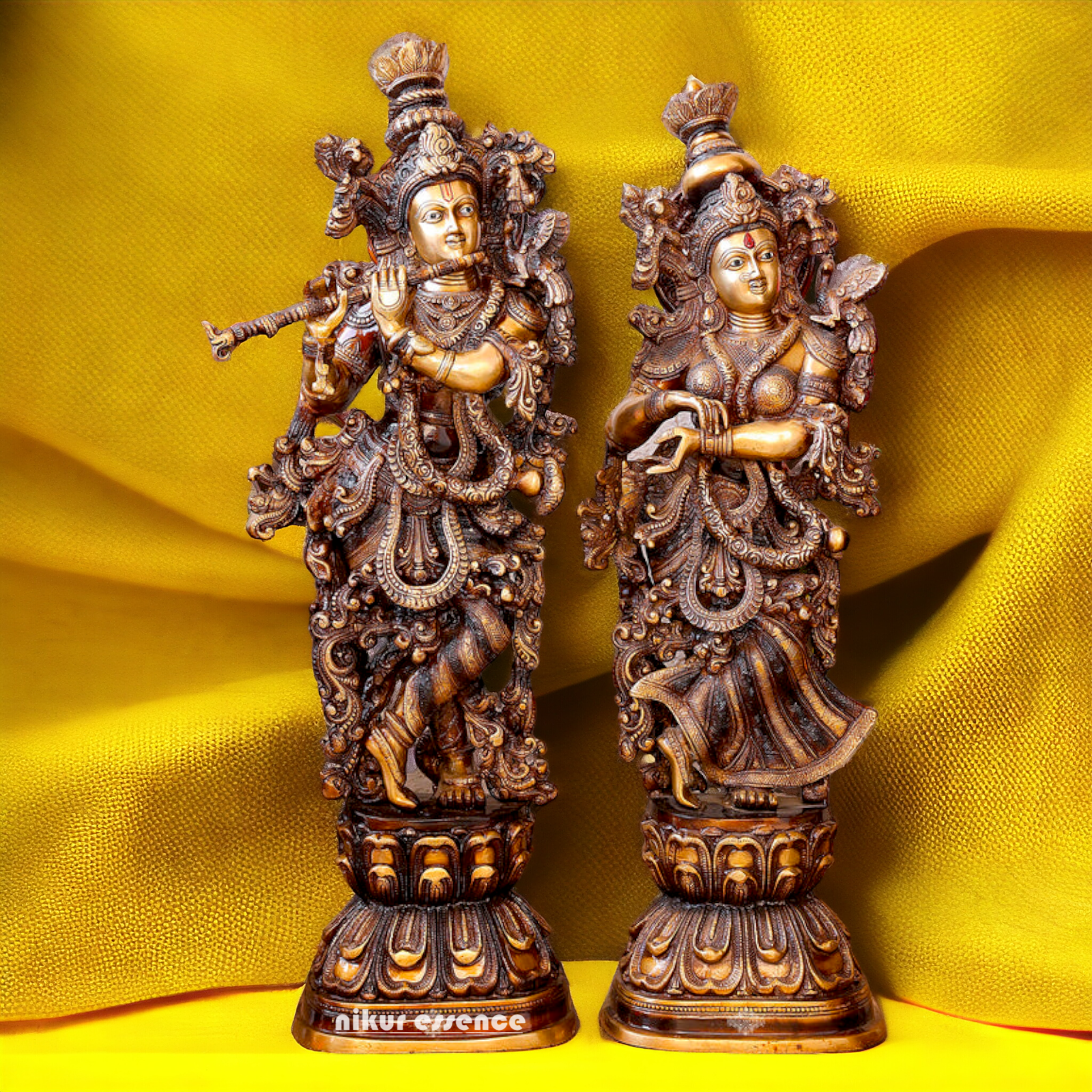 Big Radha Krishna Brass couple idol - 30 inches Nikuressence