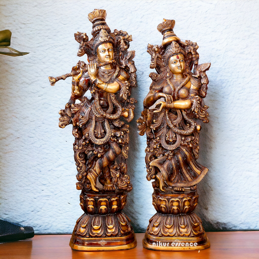 Big Radha Krishna Brass couple idol - 30 inches Nikuressence