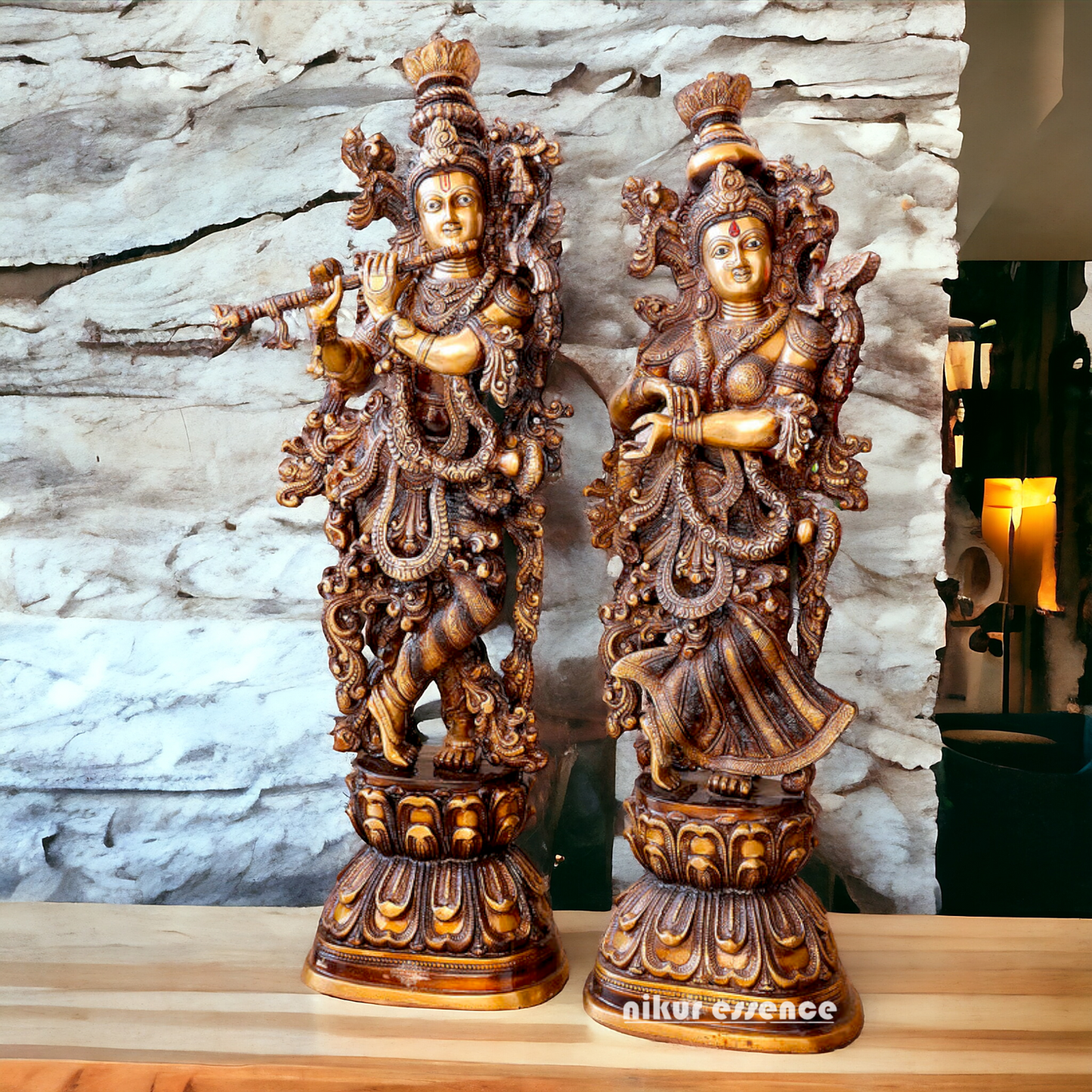 Big Radha Krishna Brass couple idol - 30 inches Nikuressence