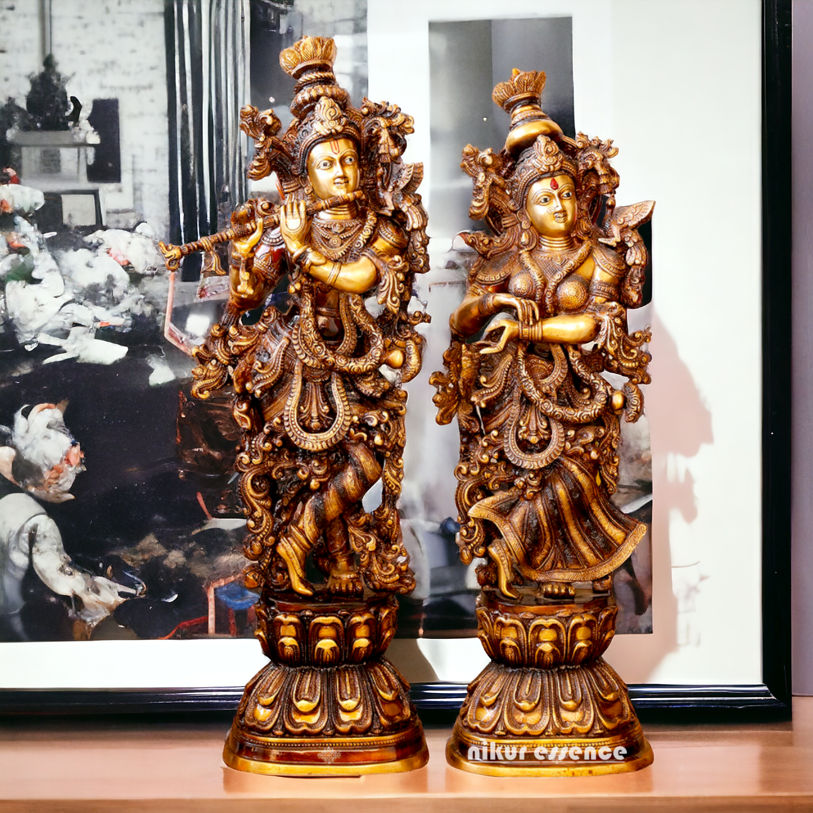 Big Radha Krishna Brass couple idol - 30 inches Nikuressence