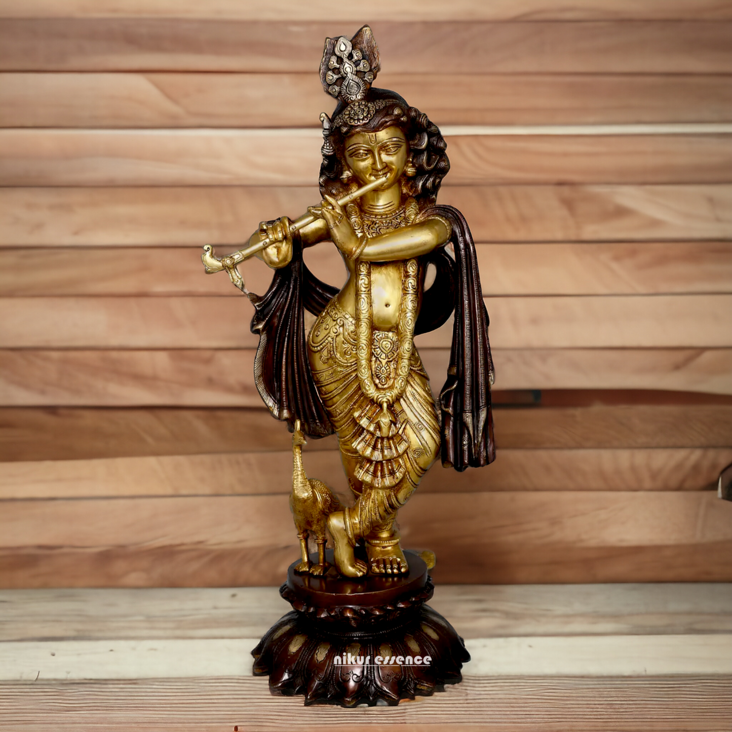 Shop Krishna God Playing Flute Brass idol - 27 inches Nikuressence