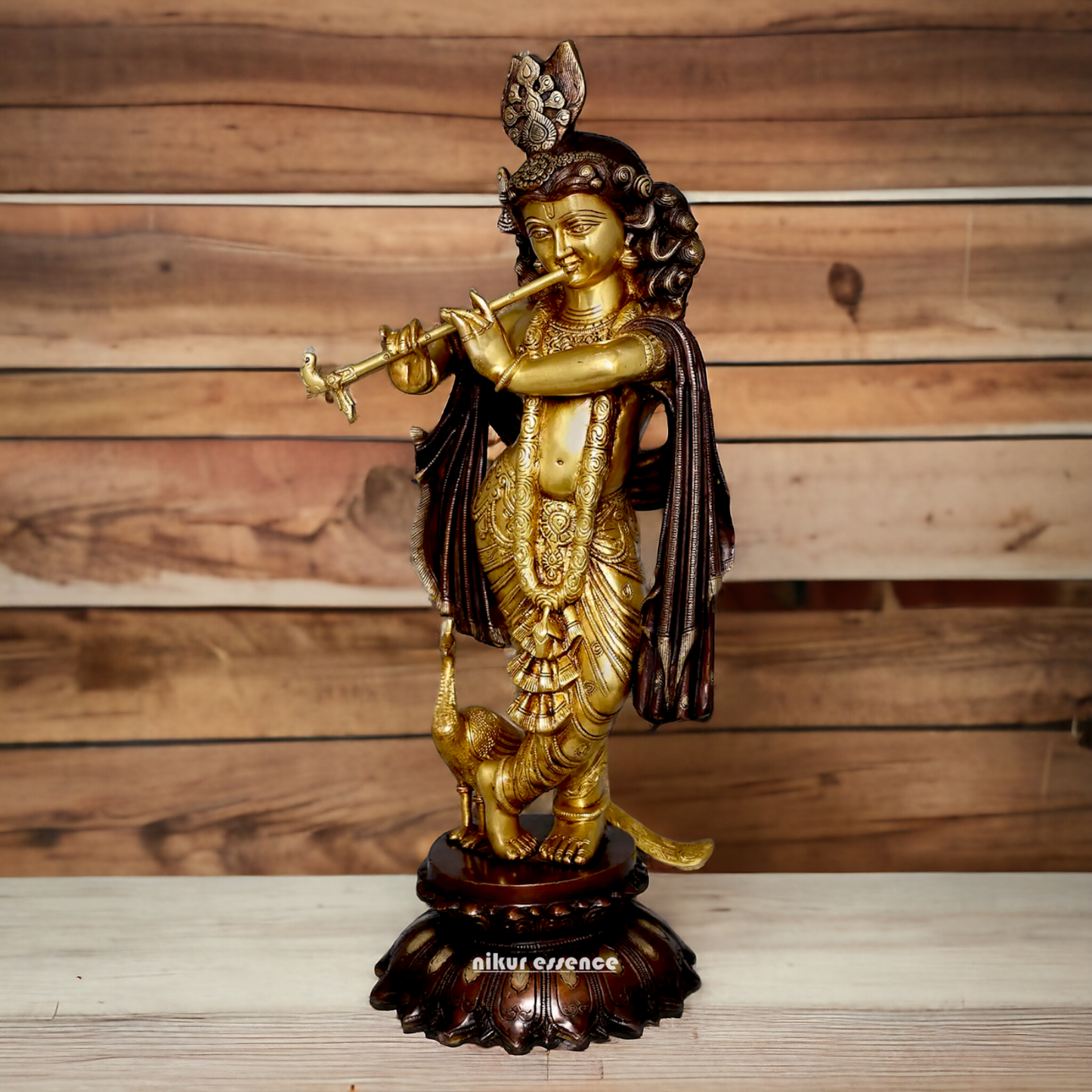 Shop Krishna God Playing Flute Brass idol - 27 inches Nikuressence