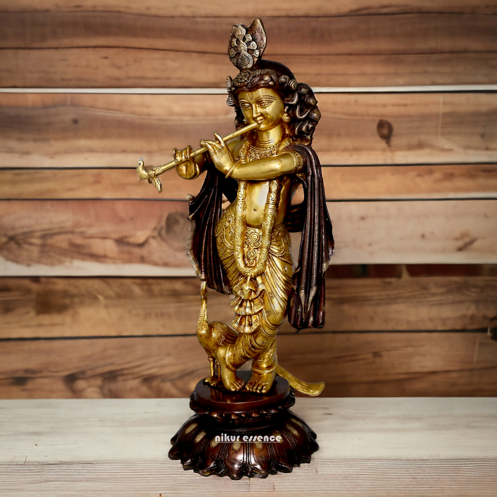 Shop Krishna God Playing Flute Brass idol - 27 inches Nikuressence