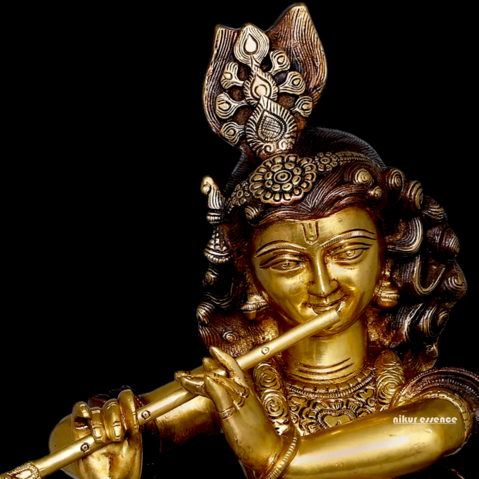 Shop Krishna God Playing Flute Brass idol - 27 inches Nikuressence