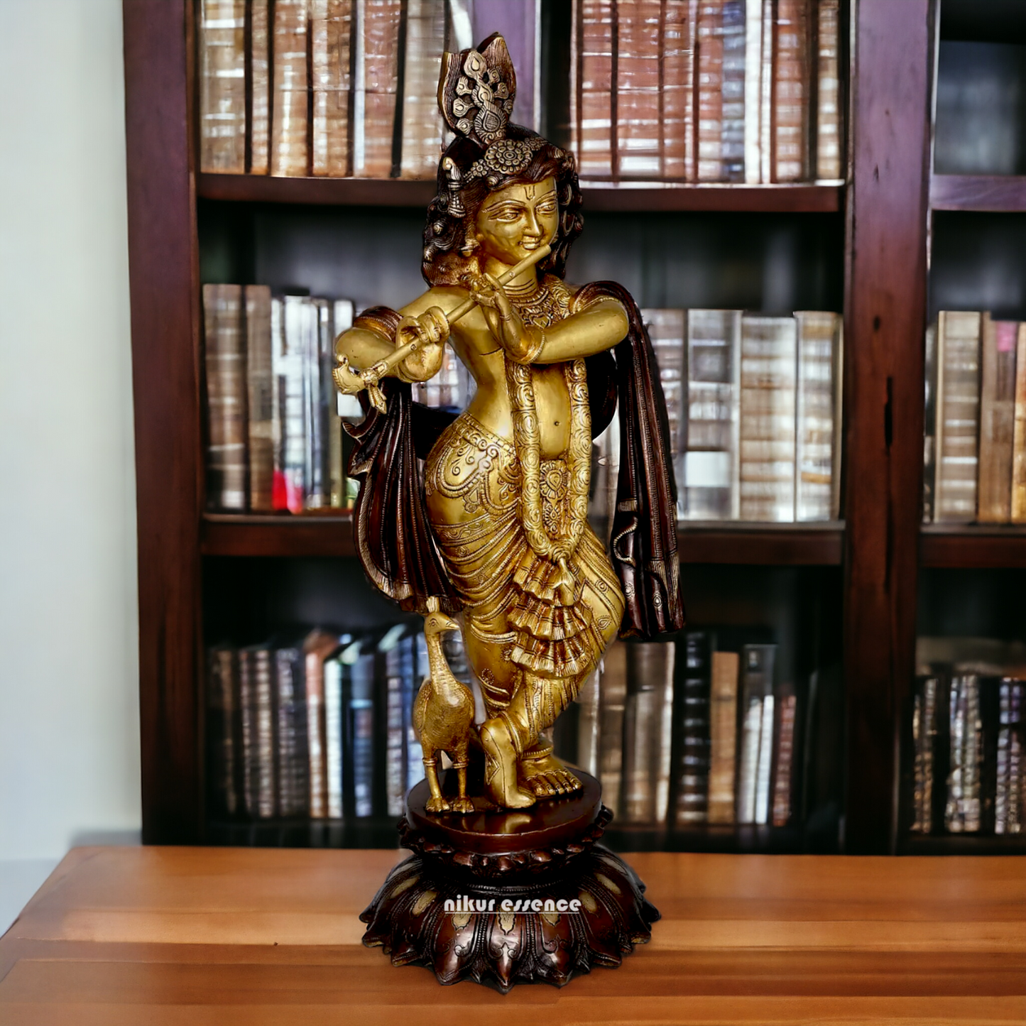 Shop Krishna God Playing Flute Brass idol - 27 inches Nikuressence