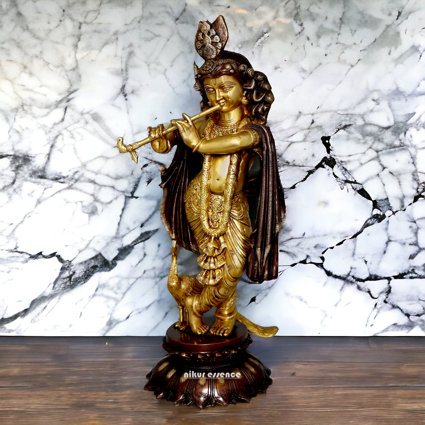 Shop Krishna God Playing Flute Brass idol - 27 inches Nikuressence