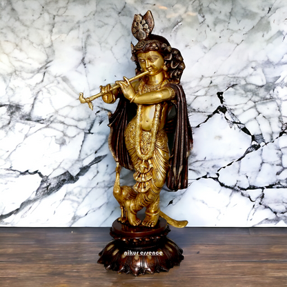 Shop Krishna God Playing Flute Brass idol - 27 inches Nikuressence