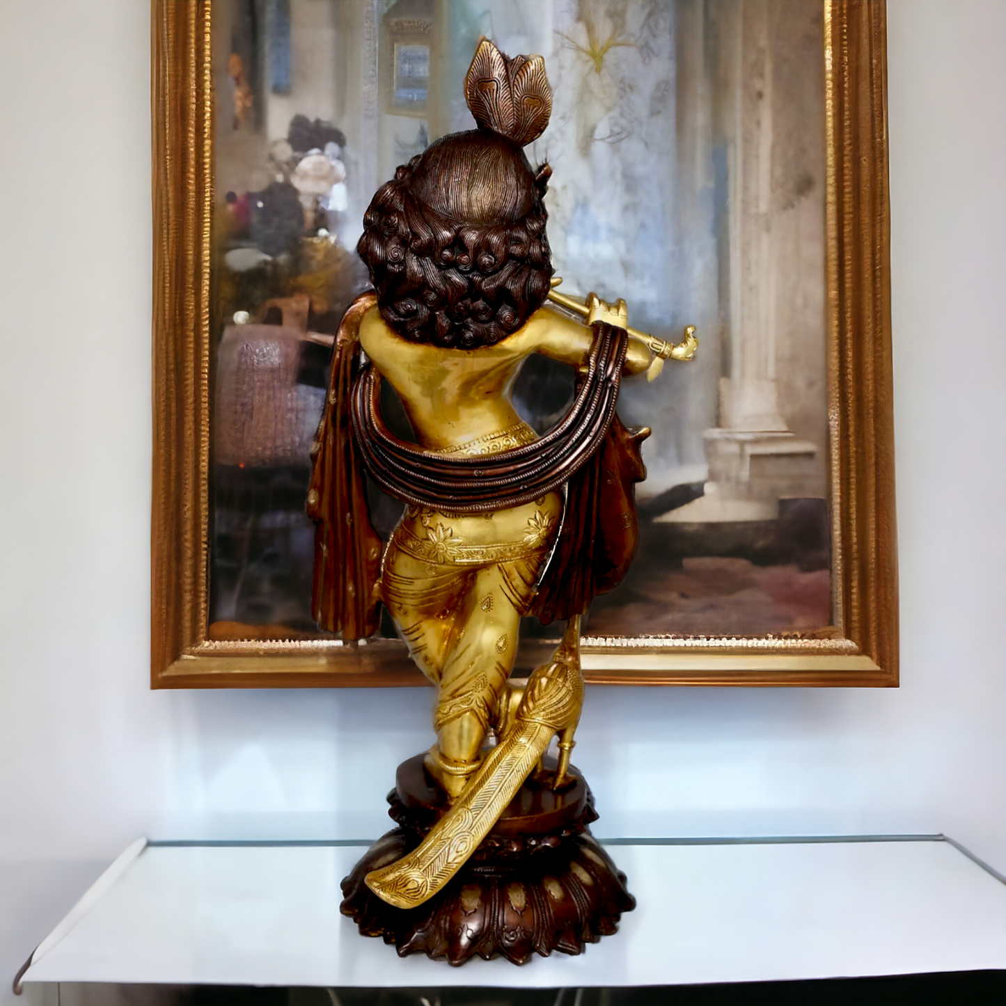 Shop Krishna God Playing Flute Brass idol - 27 inches Nikuressence