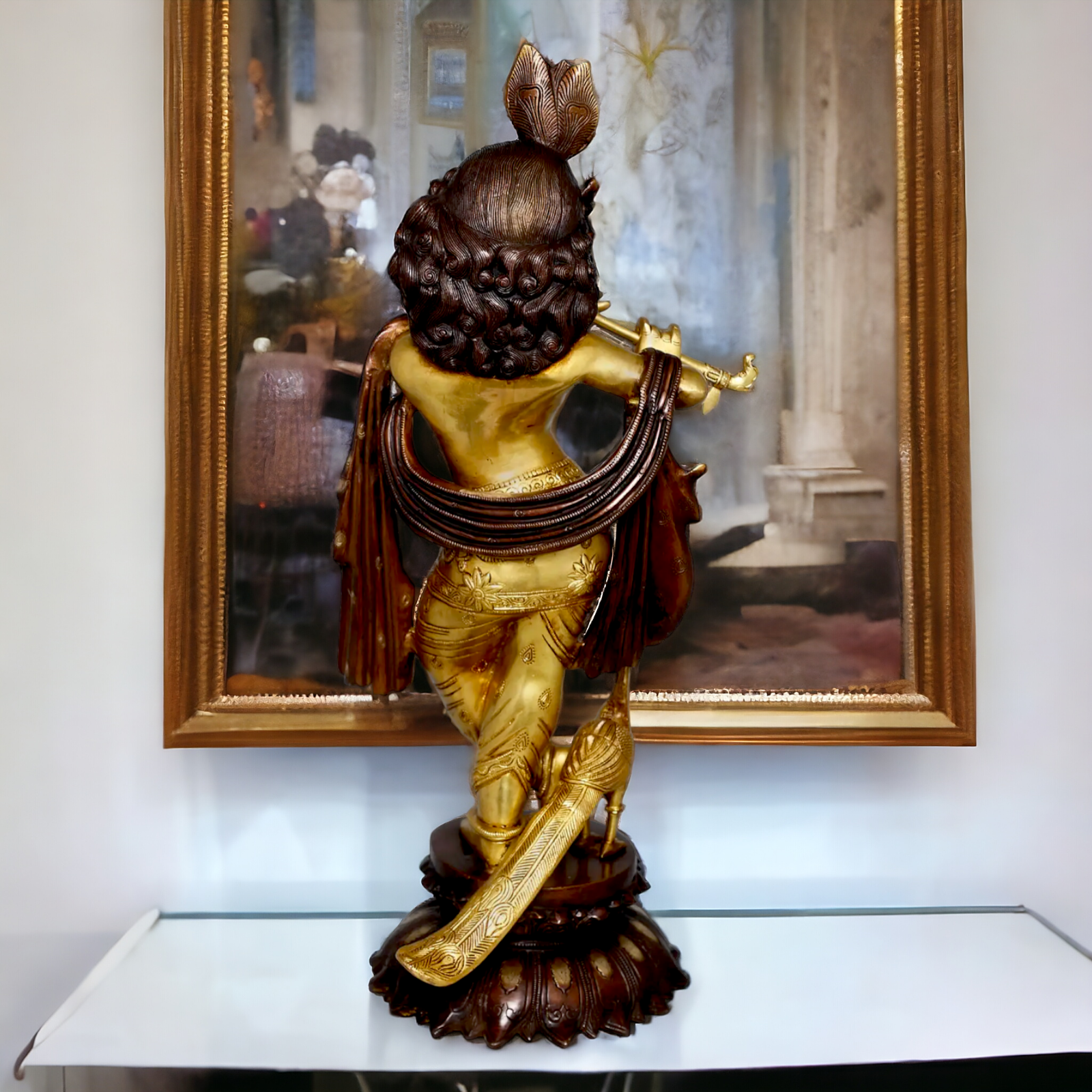 Shop Krishna God Playing Flute Brass idol - 27 inches Nikuressence